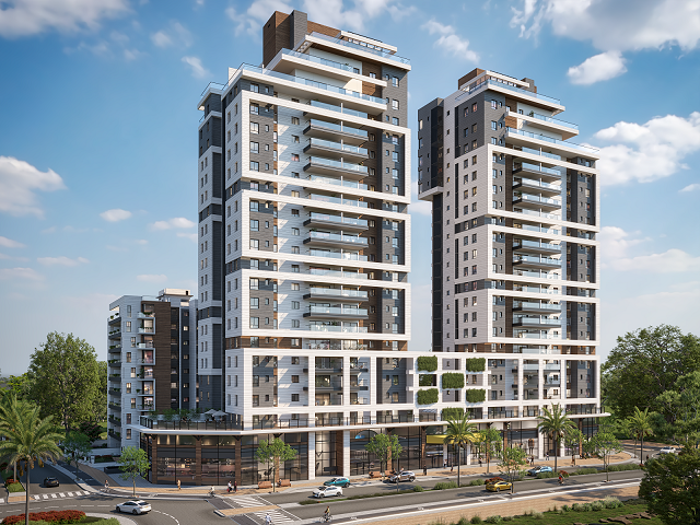 פרויקט מגדלי מיטל של חברת מיטל הנדסה וייזום ברחובות קרדיט הדמייה סנפשוט (2)