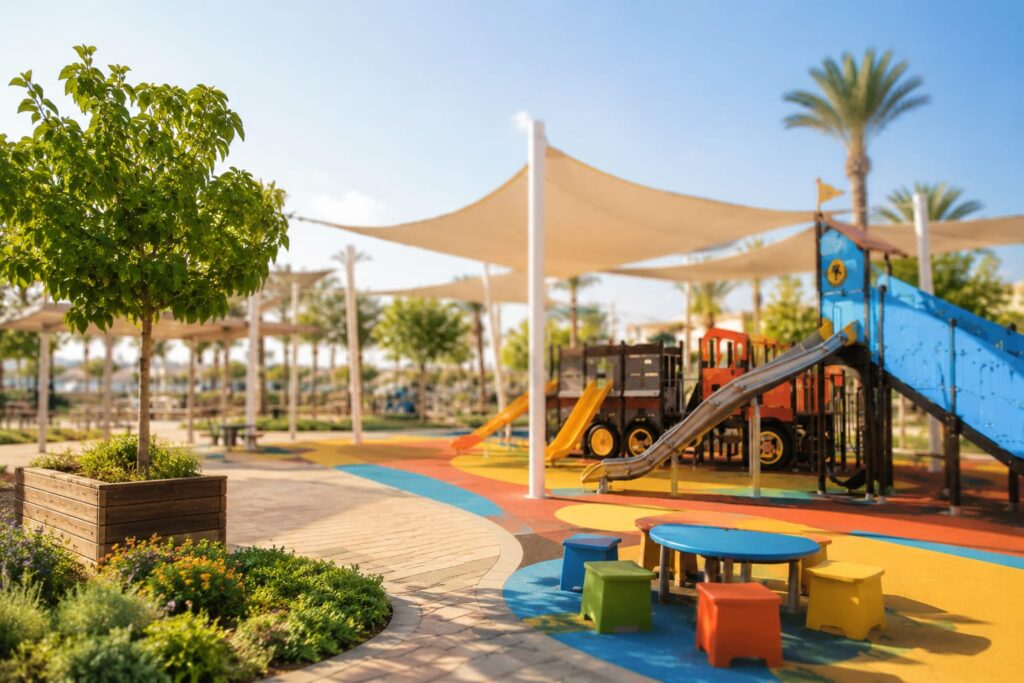המרחב החדש “בוסתן השוק” ו”גן מנדרמן” בפארק הטרמינל באילת, לאחר חנוכתו לציבור בתרומת משפחת ציגלר