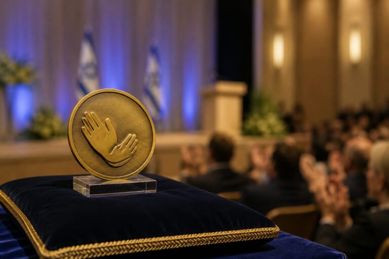 גל נסים עמנואל בטקס או בפעילות קהילתית, על רקע פעילות תנועת מש"ה למניעת אובדנות, לקראת קבלת אות הנשיא להתנדבות