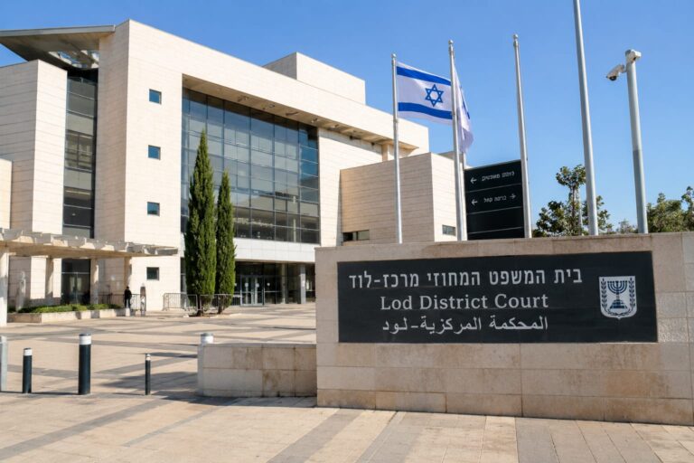 בית המשפט המחוזי מרכז בלוד, שם הוגש כתב האישום נגד סולימאן אבו ריחאן בגין רצח רנין אבו ריחאן ז״ל וניסיונות רצח נוספים