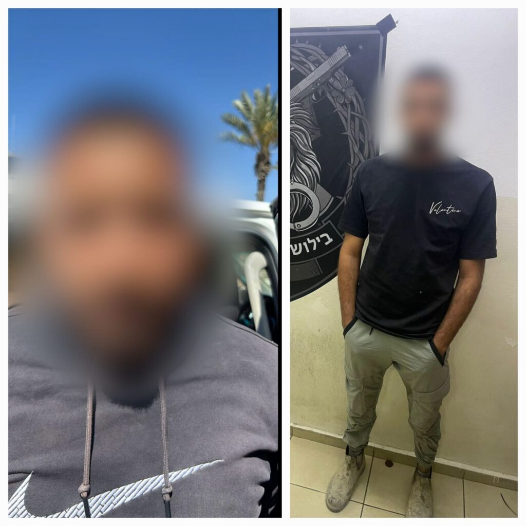 כוחות משטרה במהלך פעילות מבצעית באשדוד שהובילה למעצר שני חשודים במעורבות בהשלכת רימון לעבר עסק בעיר
