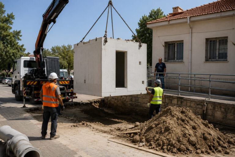 עבודות להצבת מרחב מוגן סמוך למרפאה ברחוב שדרות הרצל באופקים