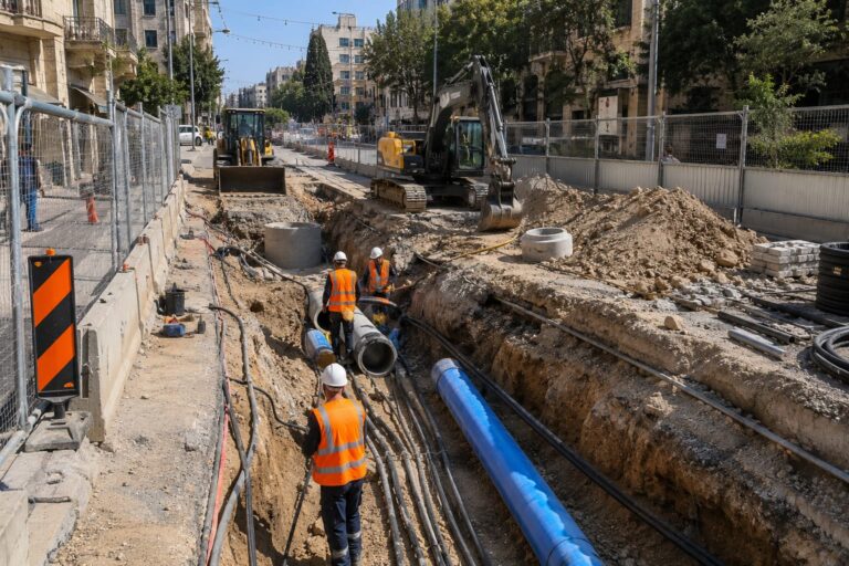 בודות תשתית ברחוב עמק רפאים בירושלים במסגרת הקמת הקו הכחול של הרכבת הקלה