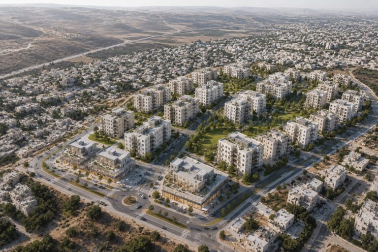 מבט על שכונת רובע ג' בעמנואל, שבה מתוכנן לקום מתחם מגורים חדש עם חזית מסחרית
