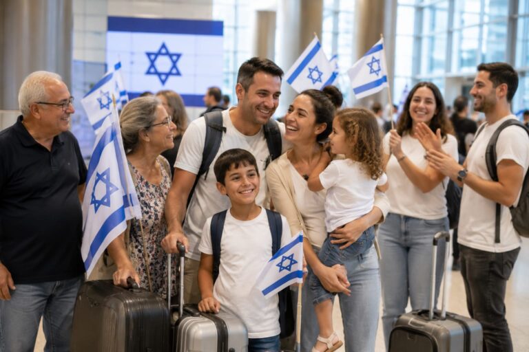 עולים חדשים בטקס קבלת פנים, על רקע נתוני משרד העלייה והקליטה המציבים את נתניה במקום השני בישראל בקליטת עולים חדשים