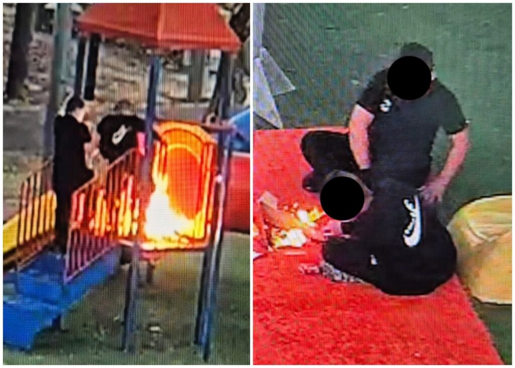 האחים מציתים באש וגורמים נזק לפארק הציבורי