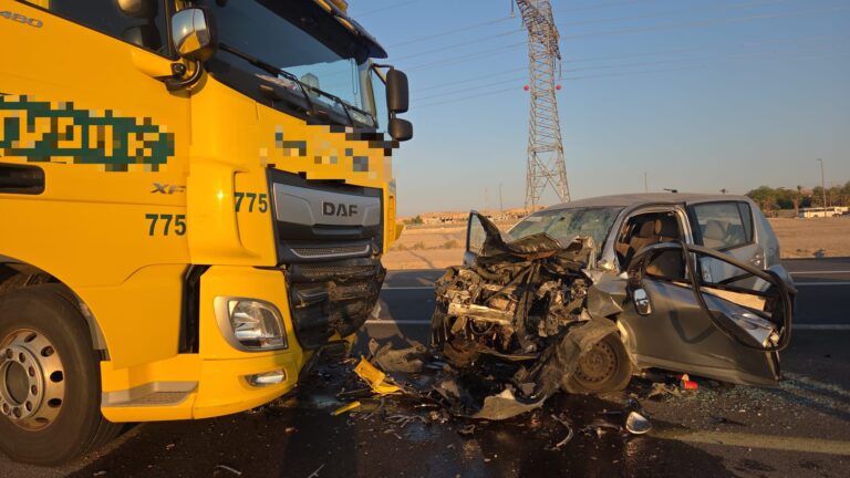 זירת תאונת הדרכים הקטלנית בכביש 90 סמוך למועצה האזורית הערבה התיכונה