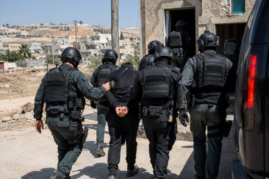 כוחות משטרה ושב"כ במהלך הפעילות שהובילה למעצר ארבעת החשודים מהנגב