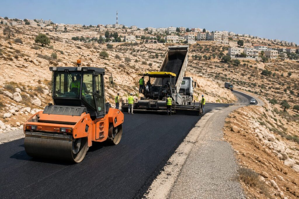 עבודות תשתית וסלילת כבישים ביהודה ושומרון.