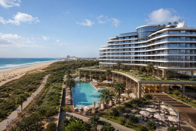 הדמיית פרויקט המלונאות המתוכנן בחוף פולג בנתניה