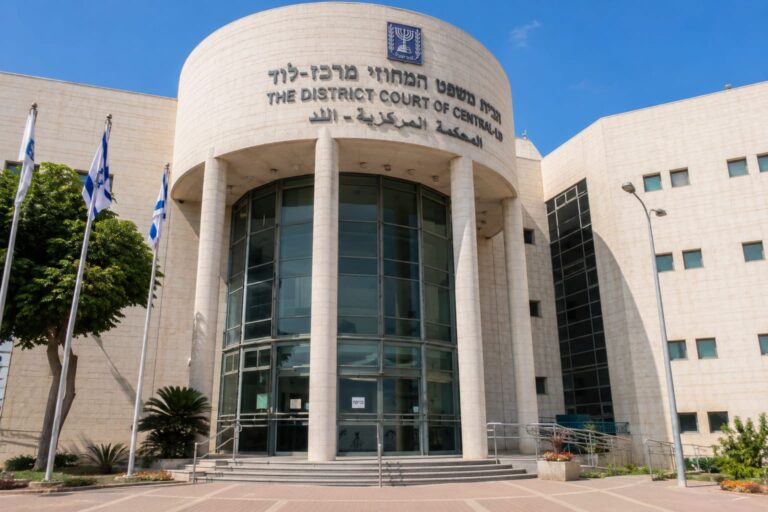 צילום בניין בית המשפט המחוזי מרכז־לוד, שבו הוגש כתב האישום,
