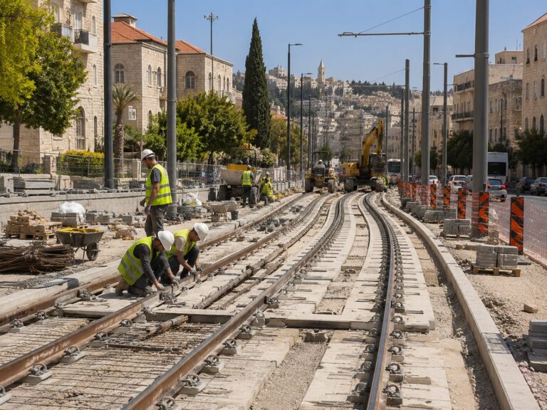 עבודות להרחבת רשת הרכבת הקלה בירושלים לקראת פתיחת הקו החדש
